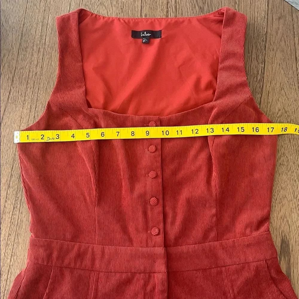 Lulu's Beloved Crush Rust Red Corduroy Button-front Sleeveless Romper Sz L